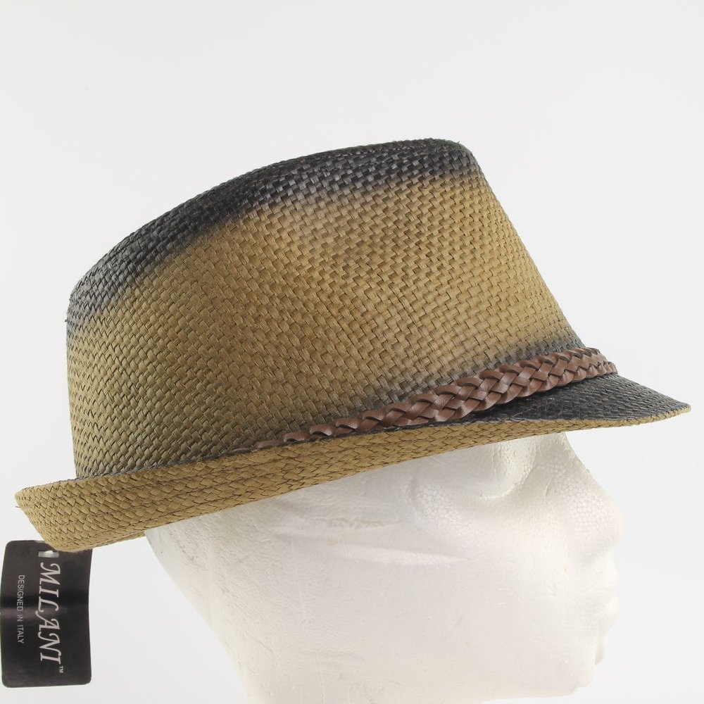 NWT MILANI Fedora Tribi Hat Size S/M Mustard-Tan & Black New with Tags